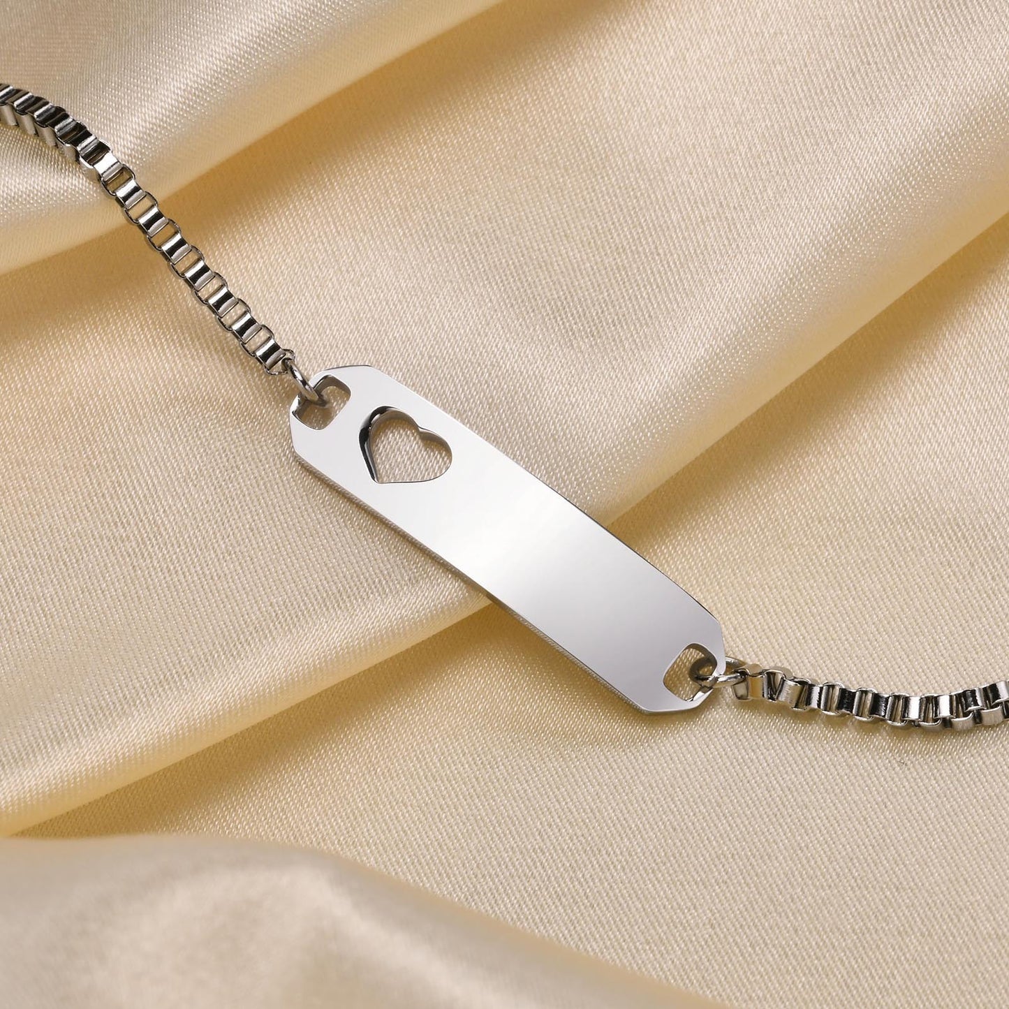 Personalized Simple Stainless Steel Curved Box Chain Bracelet