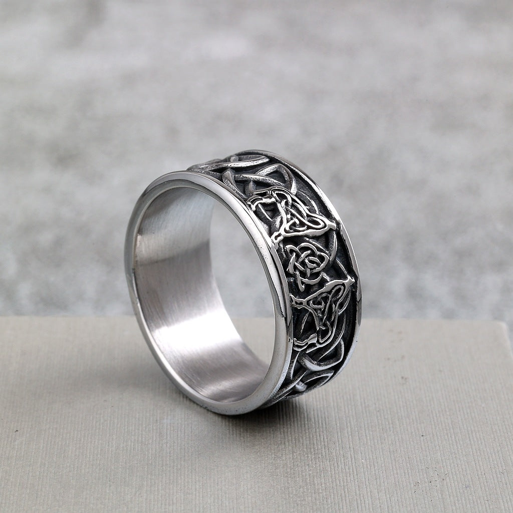 Vintage Viking Wolf Stainless Steel Men's Ring