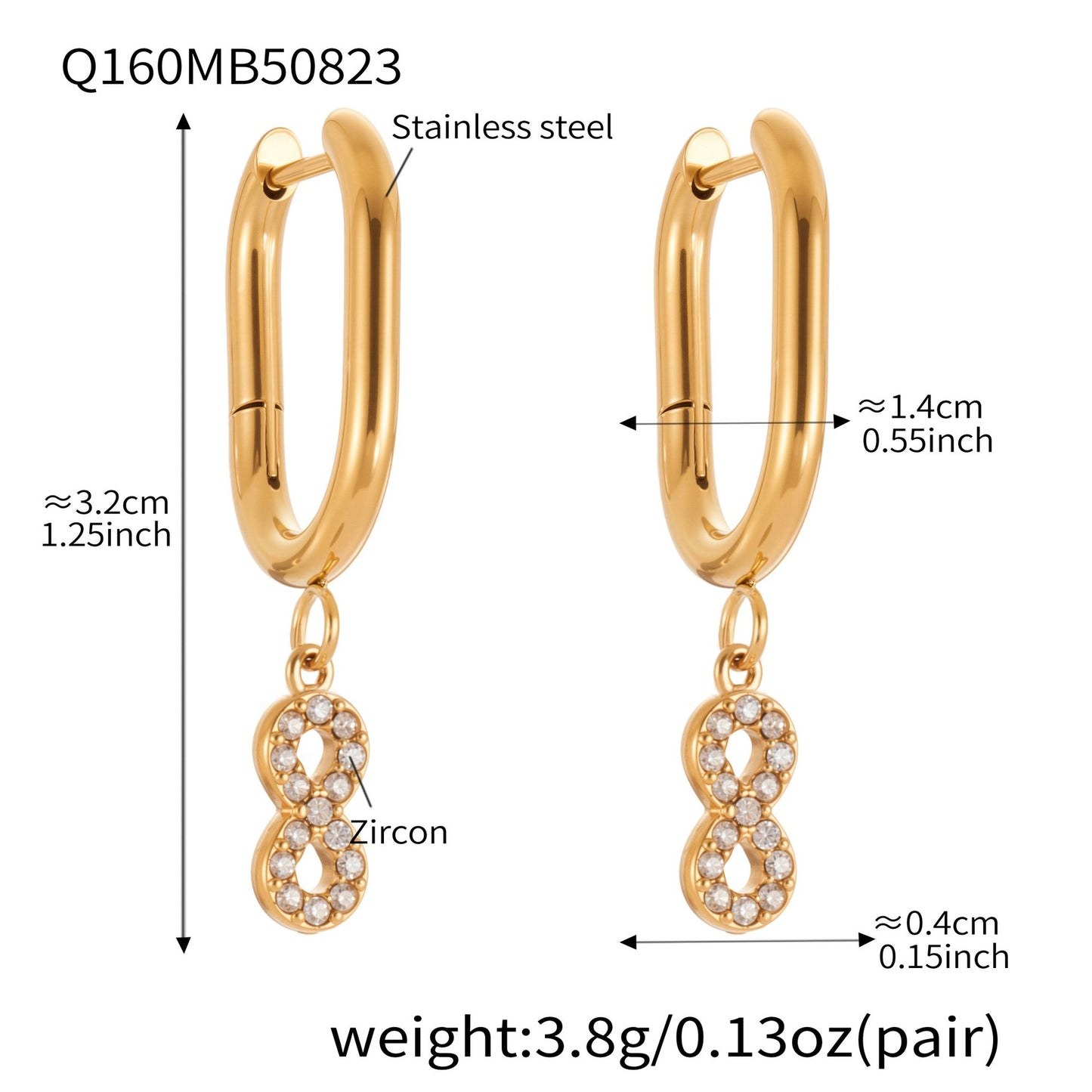 Planderful Zircon Earrings Exquisite Gold Plated For Women