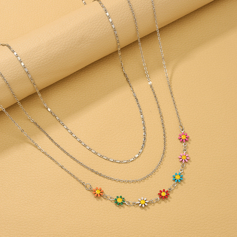 Dainty Daisy Glazed Flower Necklace Set - Elegant Jewelry Wholesale