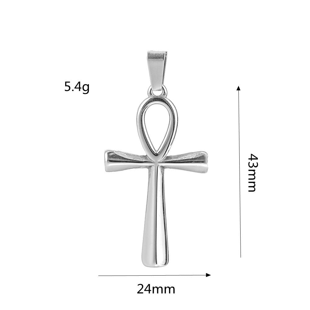 Minimalist Cross Egyptian Stainless Steel Men's Pendant Necklace