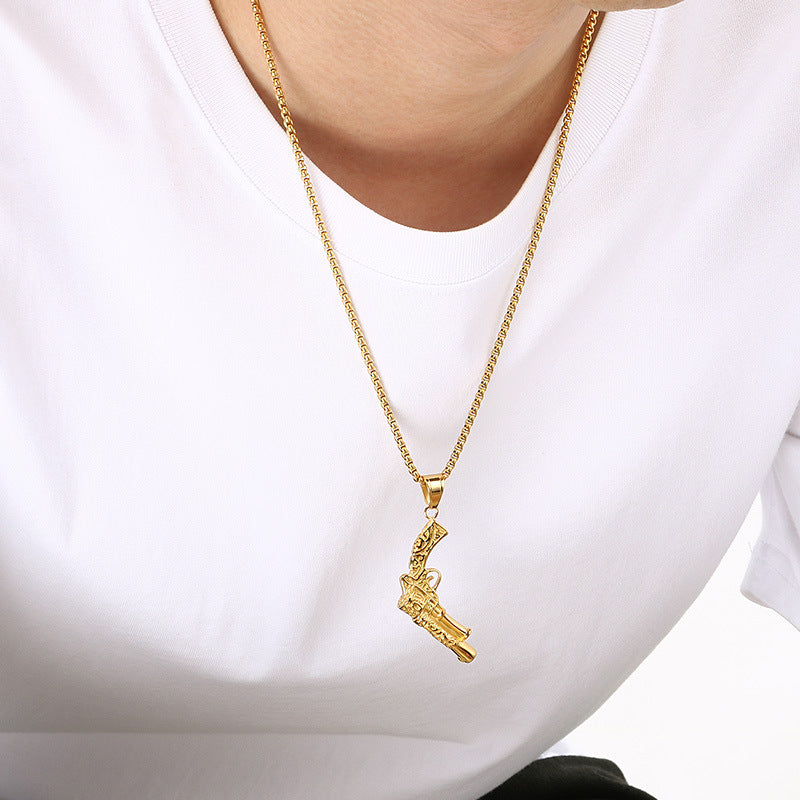 Planderful Everyday Genie Stainless Steel Pistol Pendant Men