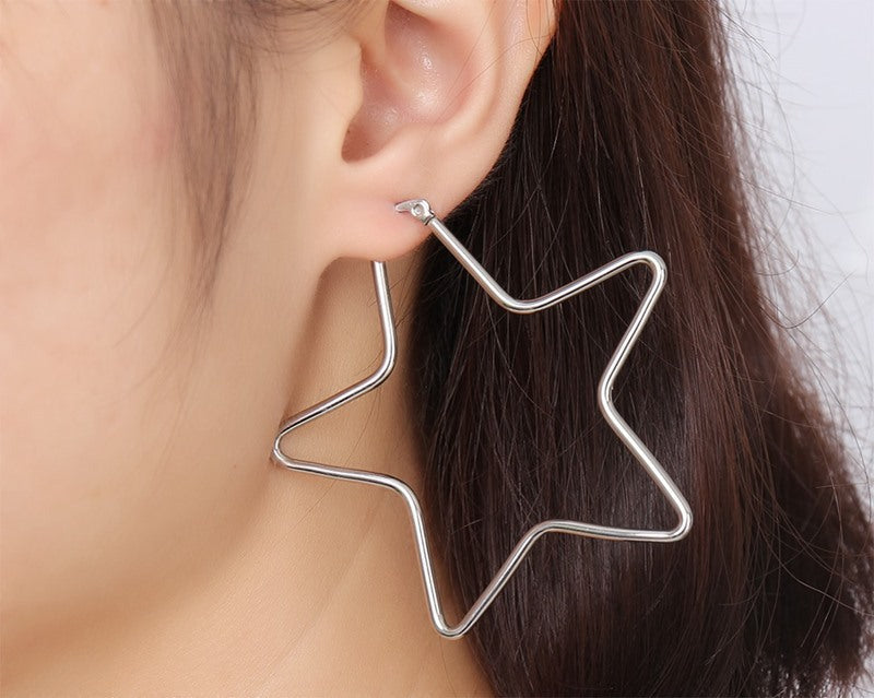 European And American Earrings Exaggerated Pentagram Wholesale