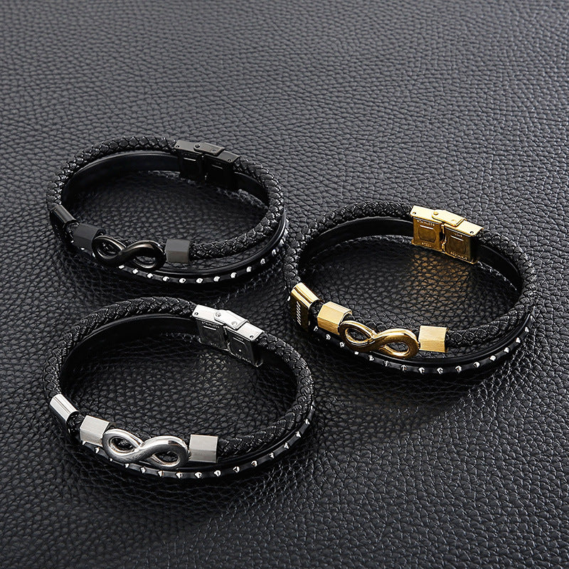 Planderful Mens Leather Bracelet Everyday Genie Weave