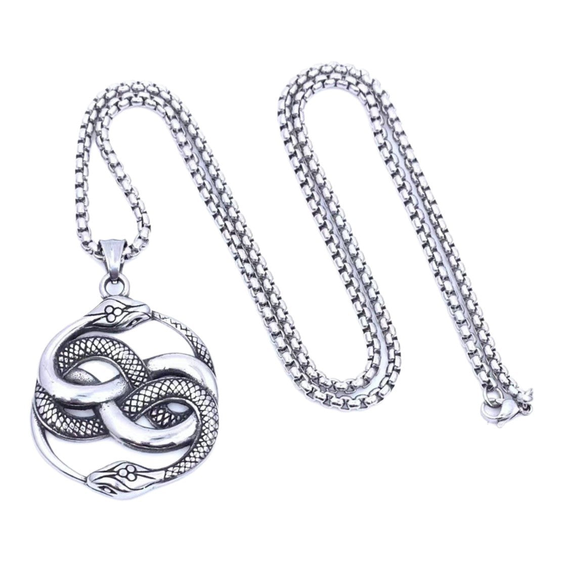 Vintage Snake Stainless Steel Pendant Necklace