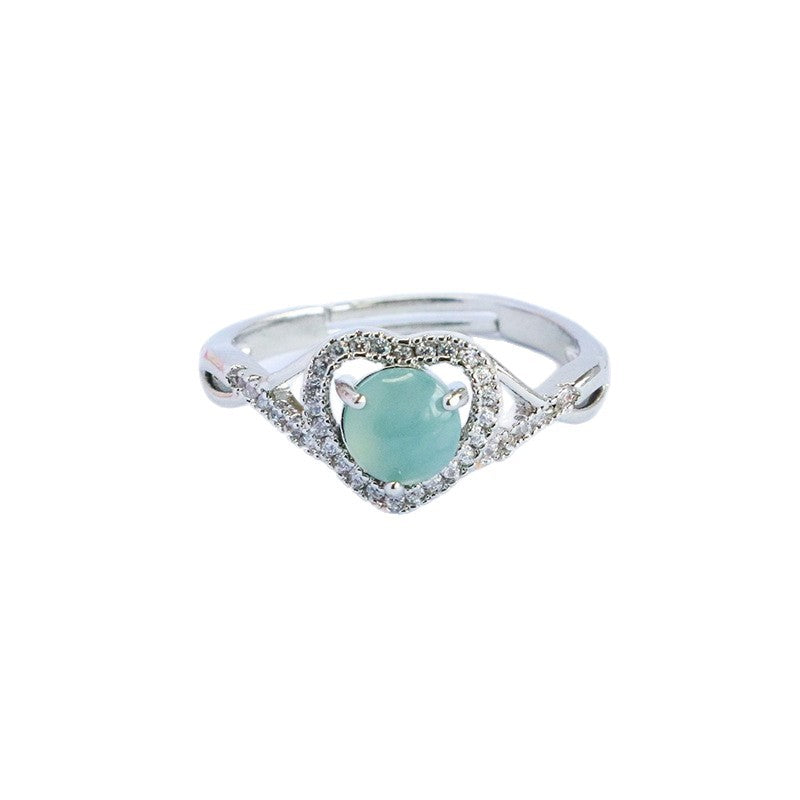 Blue Water Jadeite Heart-Inspired Ring