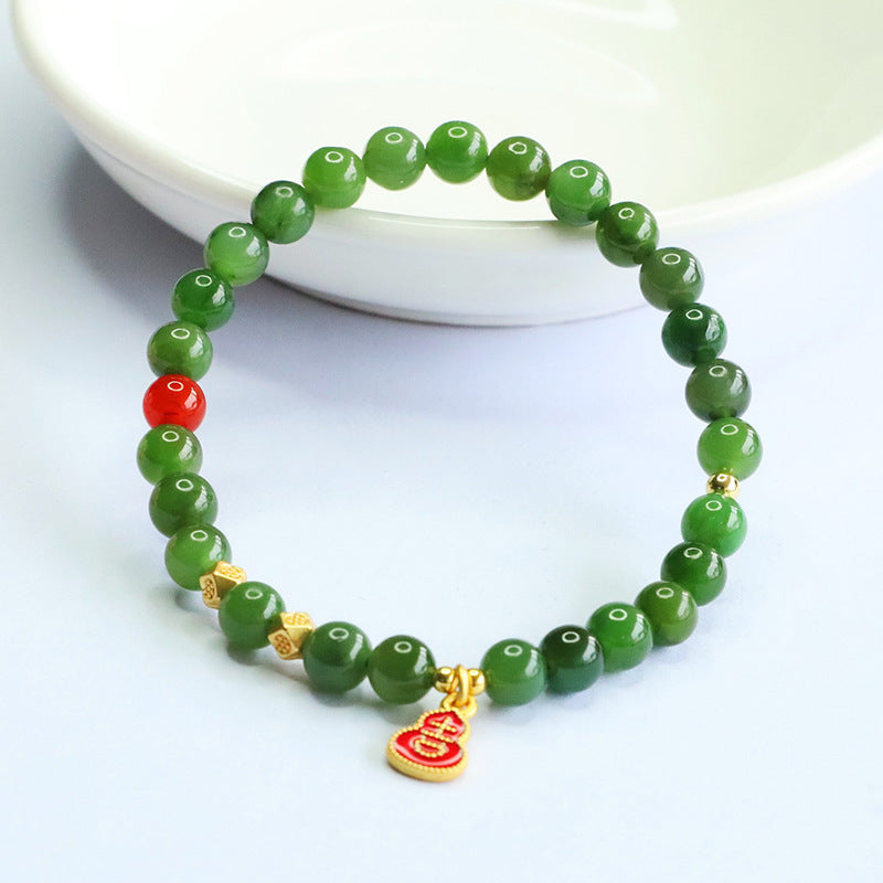 Hetian Jasper & Red Agate Beaded Bracelet
