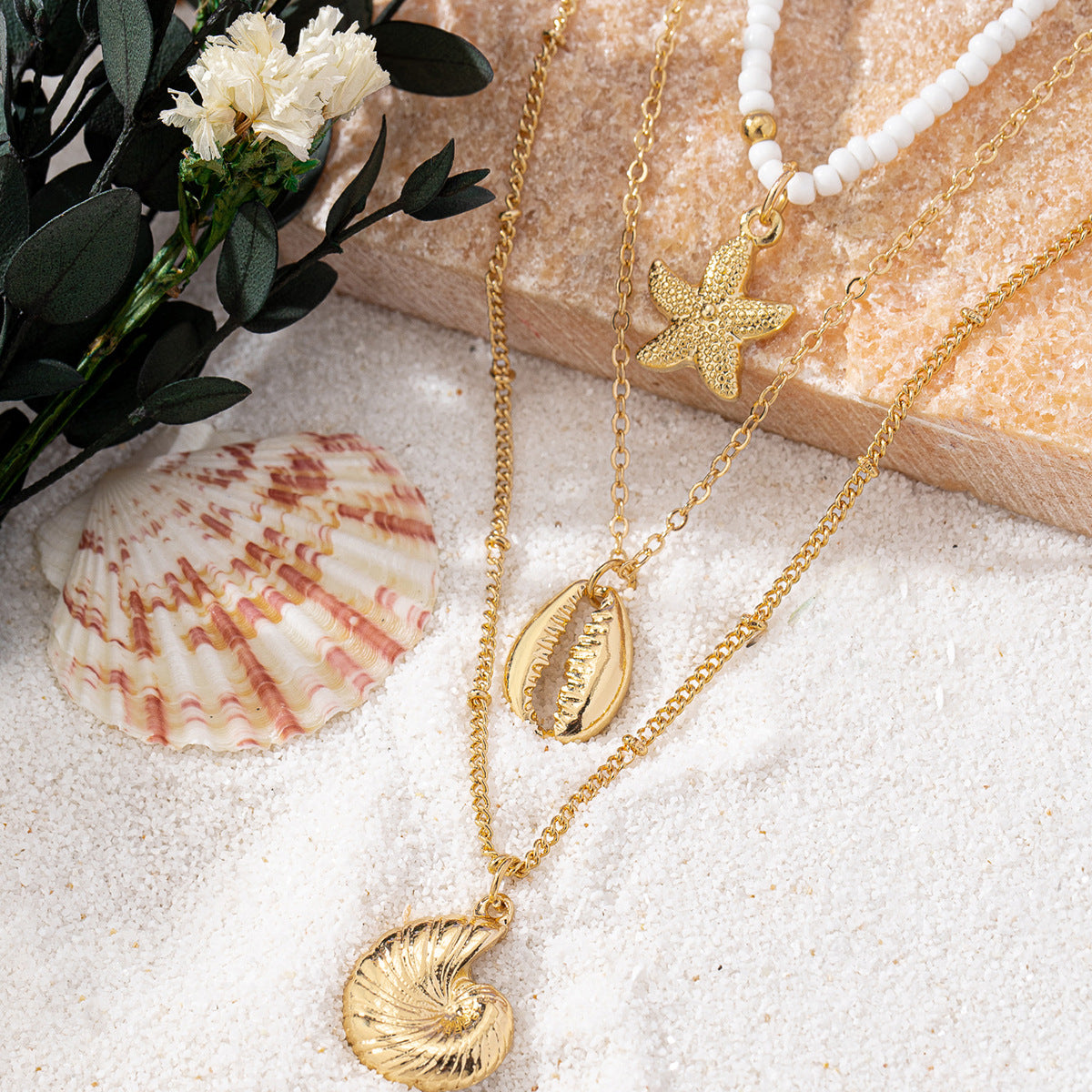 Planderful Vienna Verve Vacation Wind Necklace Set – Multi-Layer Beach Design