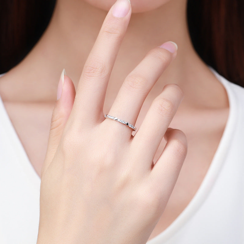 Simple Silver Heart Ring with Micro-inlaid Zircon - Sweet Jewelry for Women