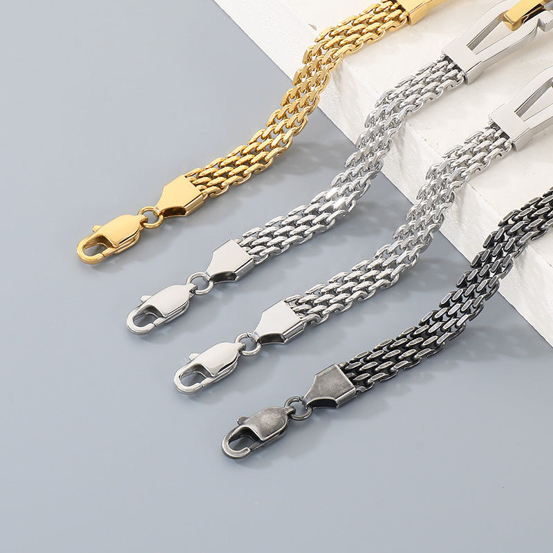 Style Adjustable Day Buckle Woven Bracelet – Daily Stainless Steel Cross Chain Men's