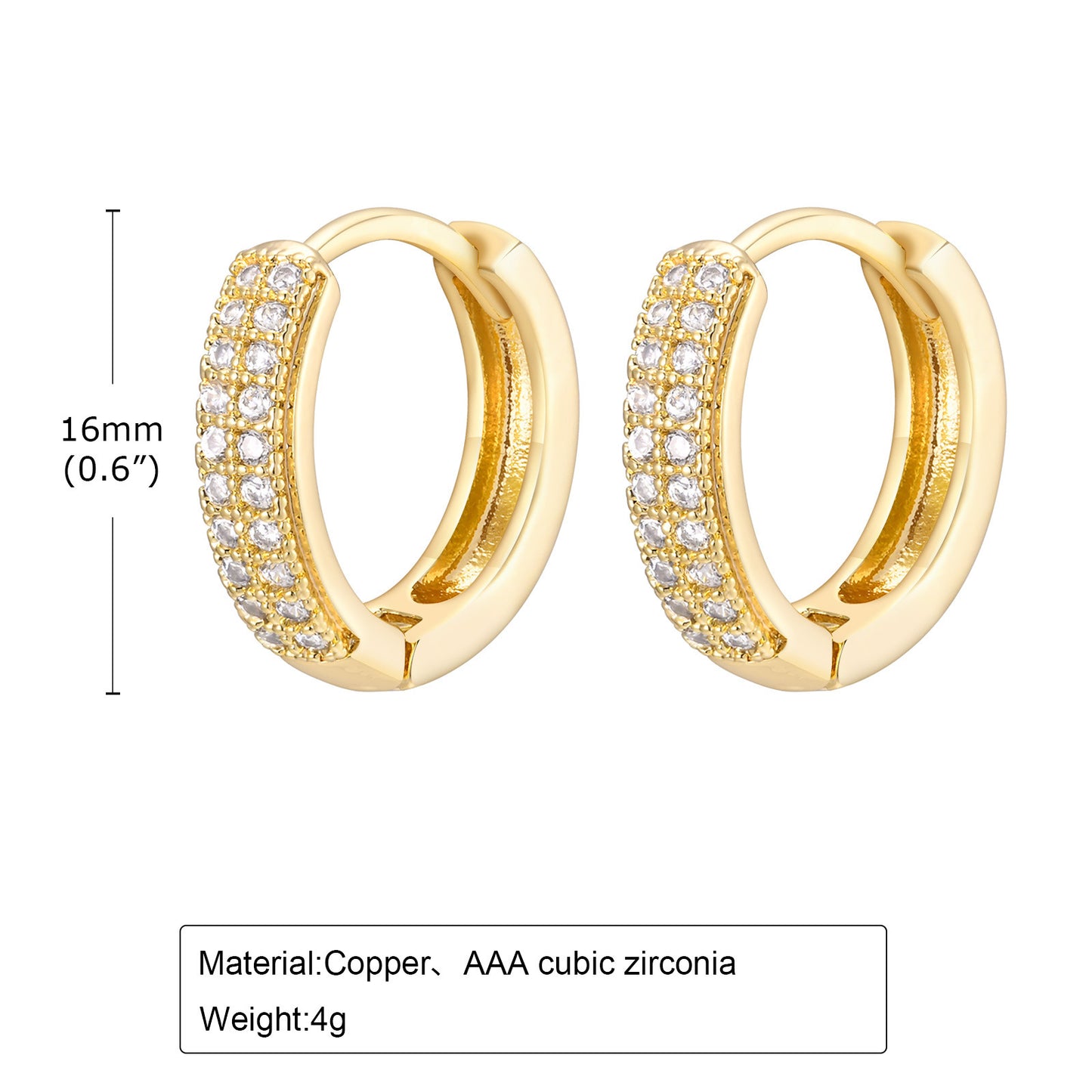 Fashion Personalized Women's Zircon Earrings 18K Gold