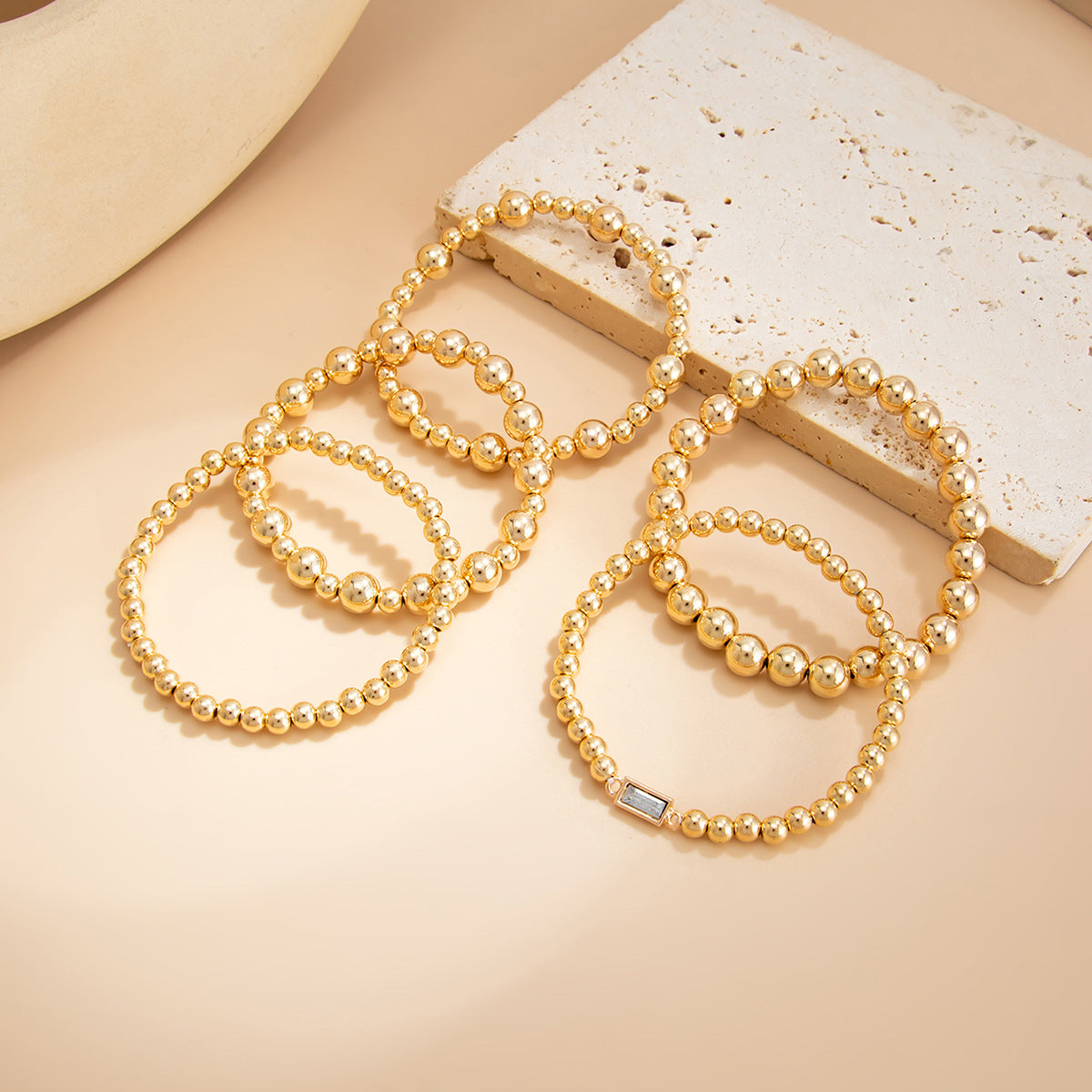 Planderful Acrylic Bracelet Vienna Verve Stacked Beaded Rectangular Jewelry For Trendsetting Women