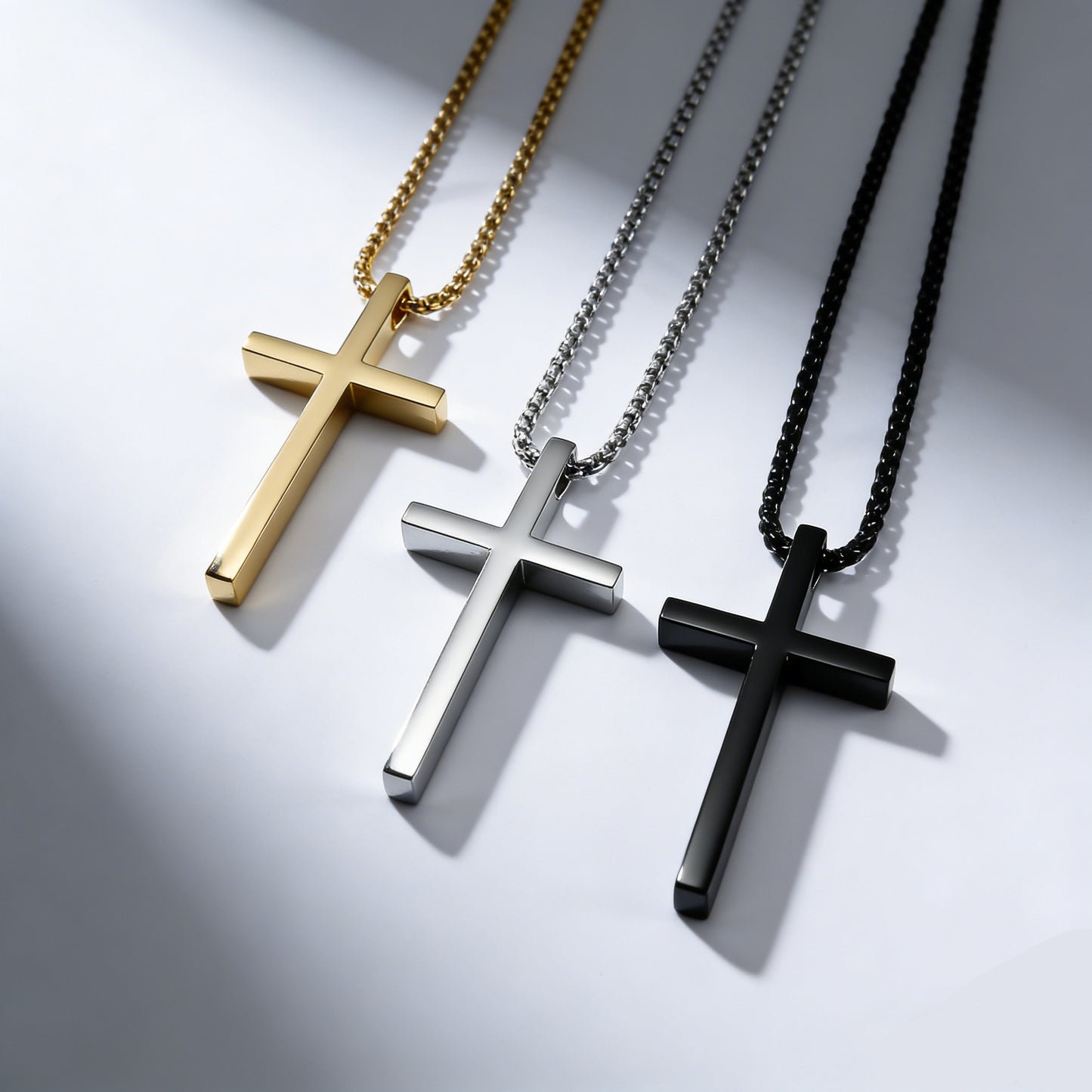 Planderful Titanium Steel Cross Necklace Unisex Geometric Pendant Does Not Fade Durable