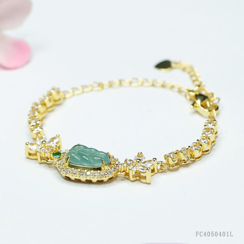 Blue Water Jadeite Leaf Bracelet