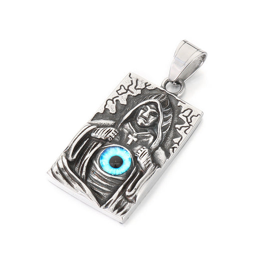 Planderful Devil Eye Cross Reaper Pendant Titanium For Men