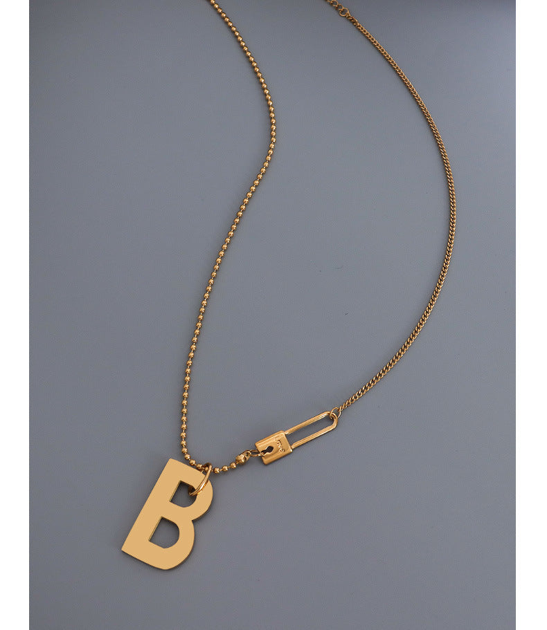 Indifferent Wind Exaggerated B Letter Gold Plated Necklace