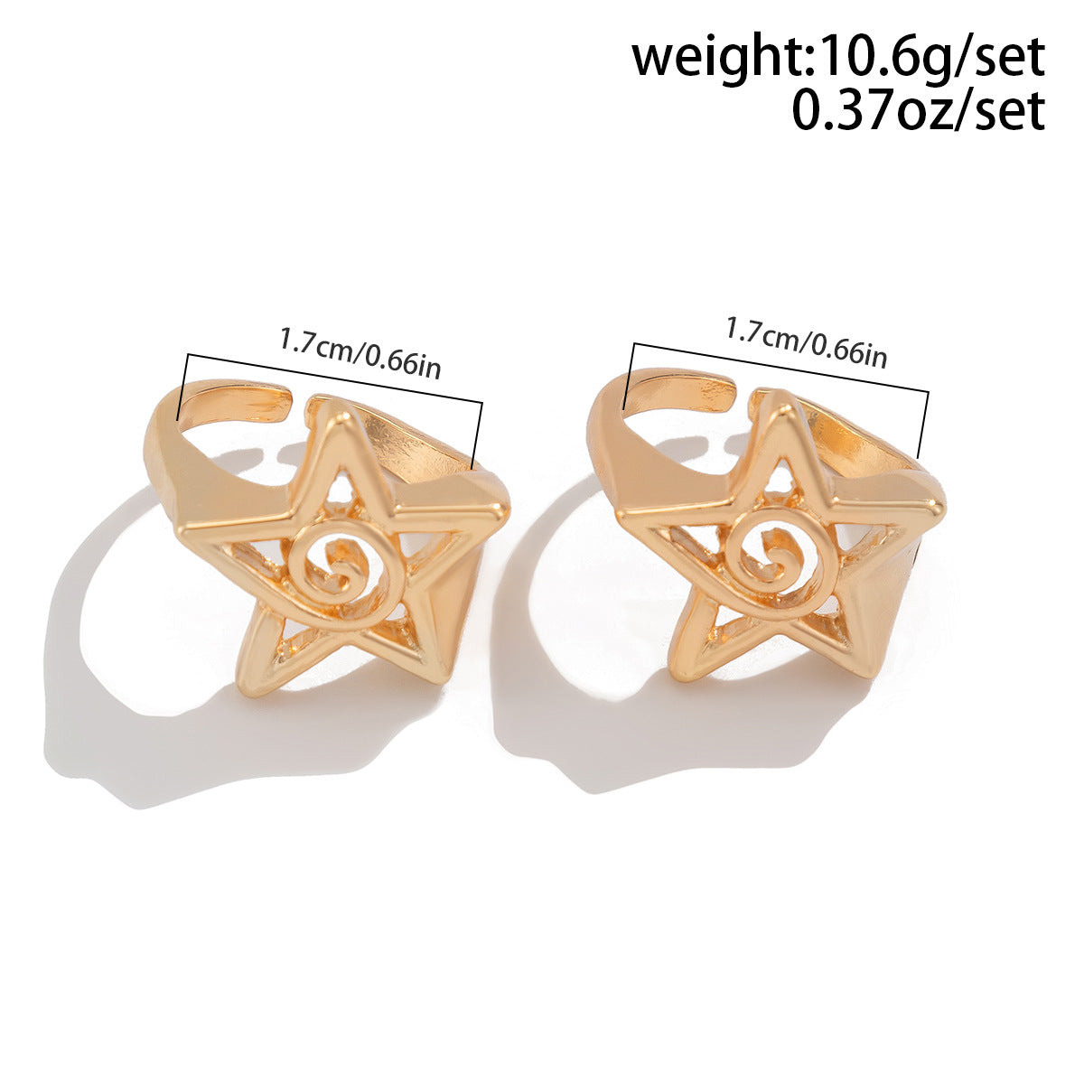 Planderful Vienna Verve Five Point Star Ring Set For Women Metal Hollow Geometric Statement