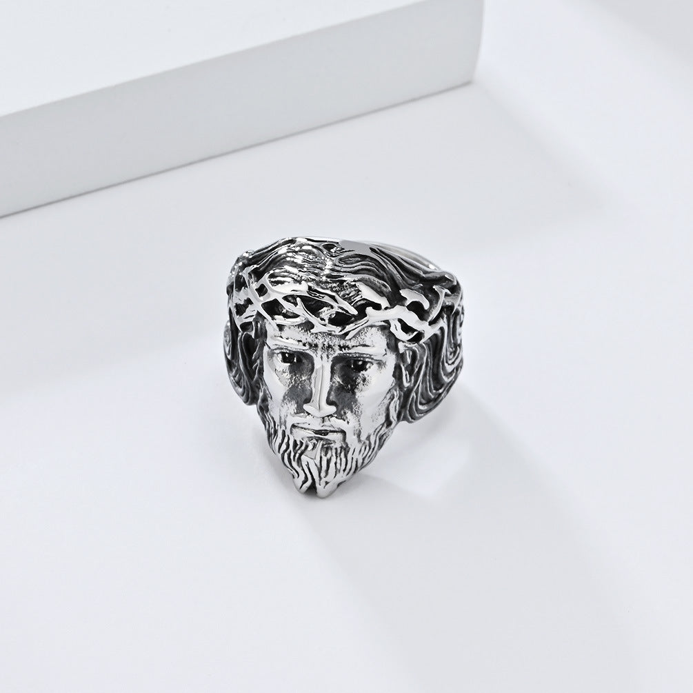 Planderful Everyday Genie Titanium Steel Ring For Men With Retro Pattern Customizable Engraving