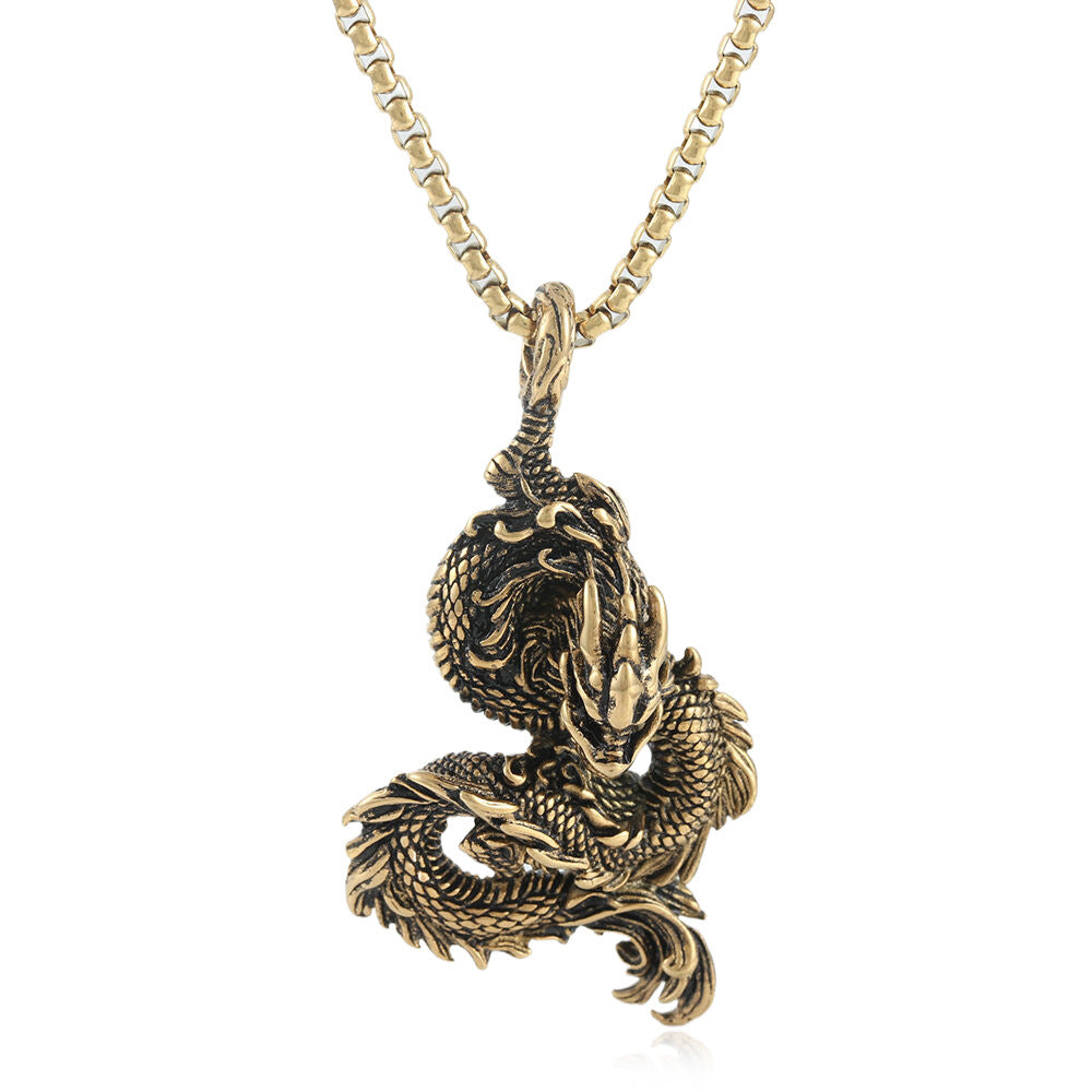 European And American Stainless Steel Dragon Pendant Necklace