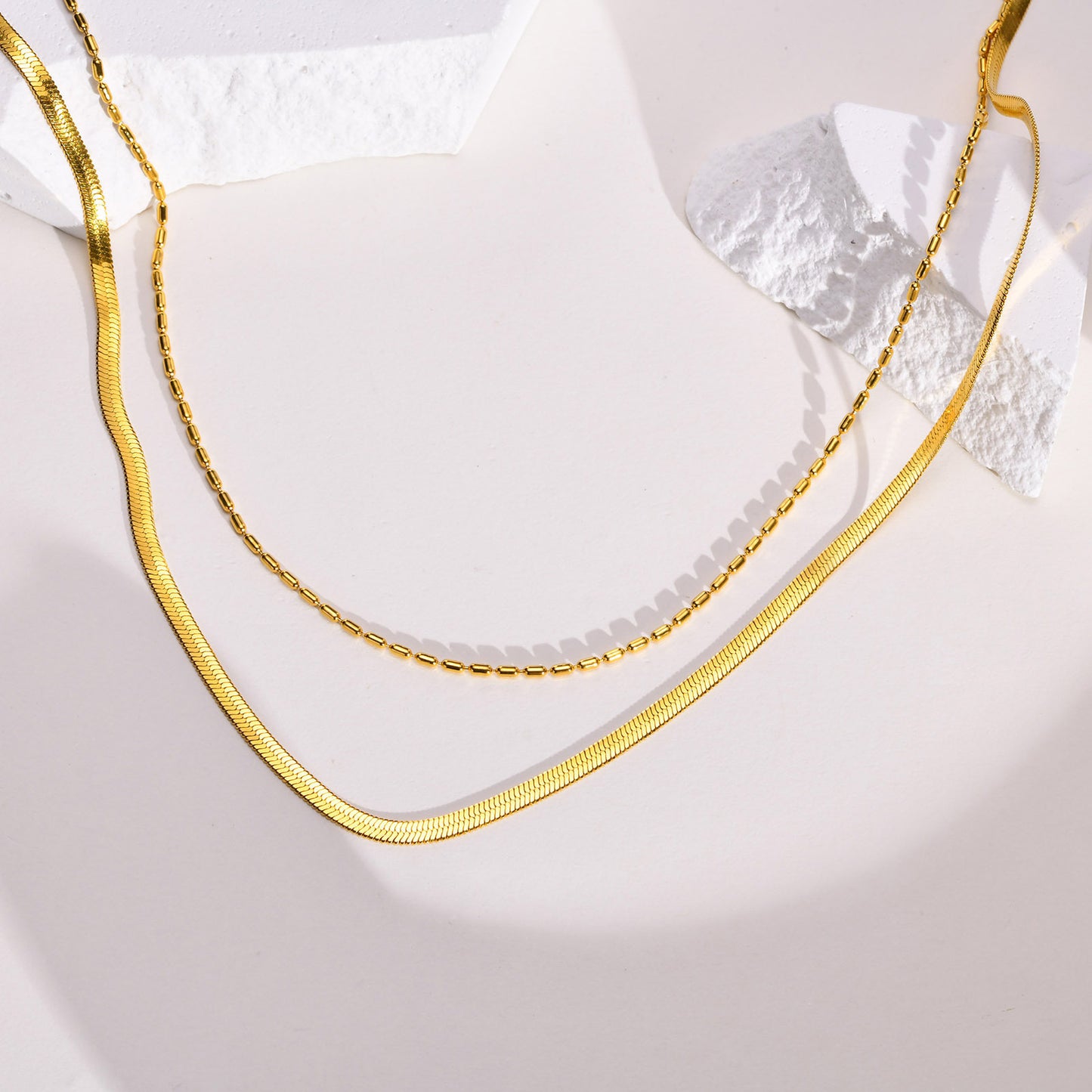 Titanium Steel Stacked Necklace Double Layer Gold Chain