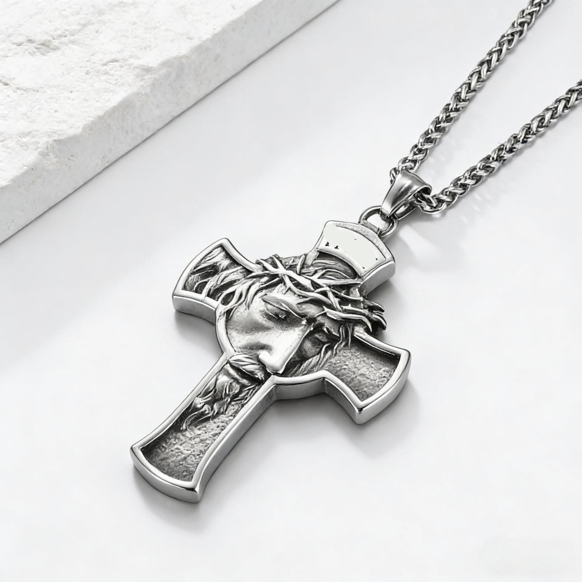 Vintage Cross Stainless Steel Pendant Necklace