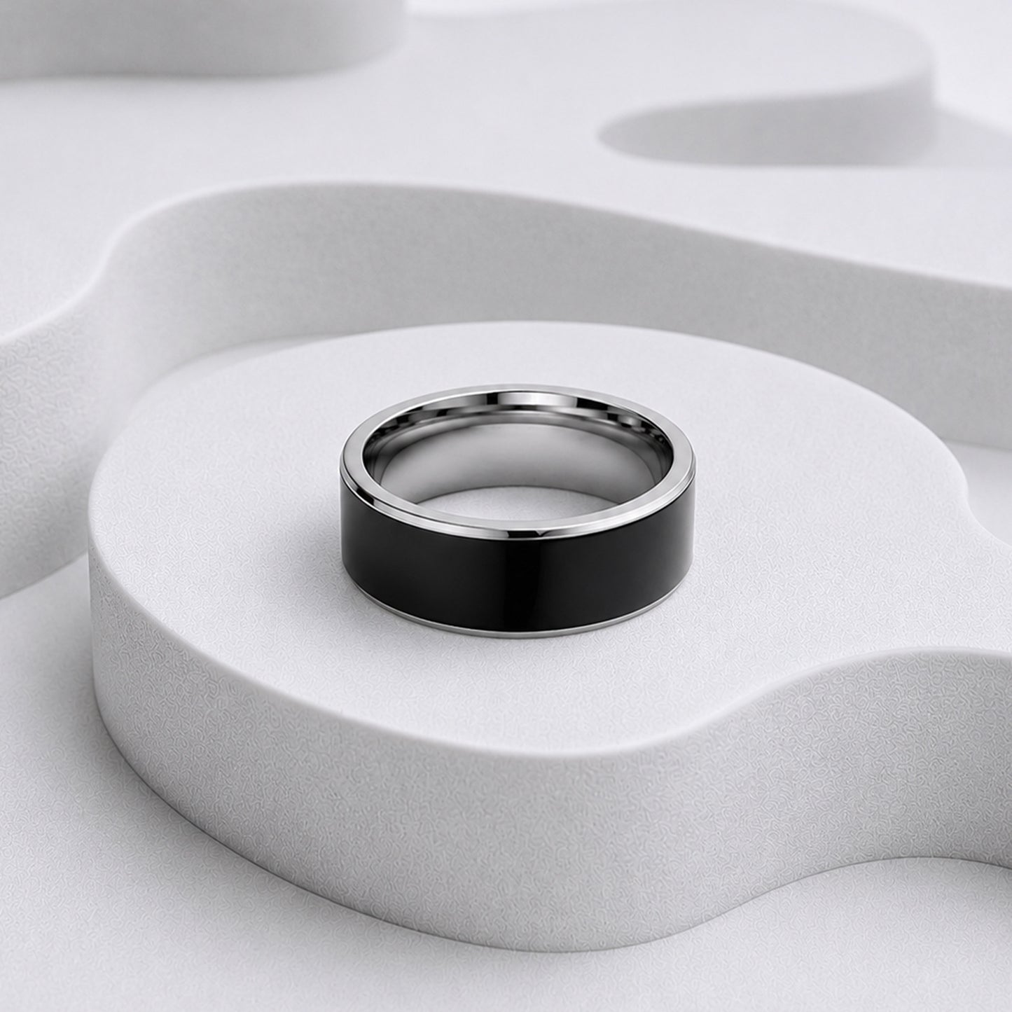 Stainless Steel Ring For Men Glossy Black Unisex Business Jewelry Planderful Everyday Genie Collection