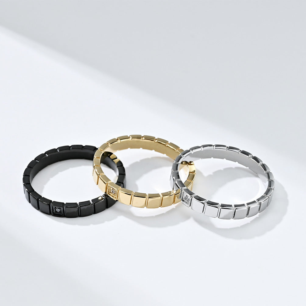 Planderful Titanium Steel Ring For Women Geometric Square Design Elegant Everyday Wear