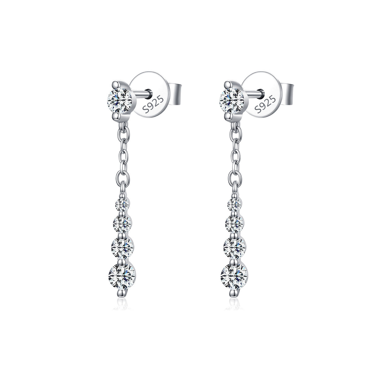 925 Sterling Silver Long Moissanite Tassel Earrings