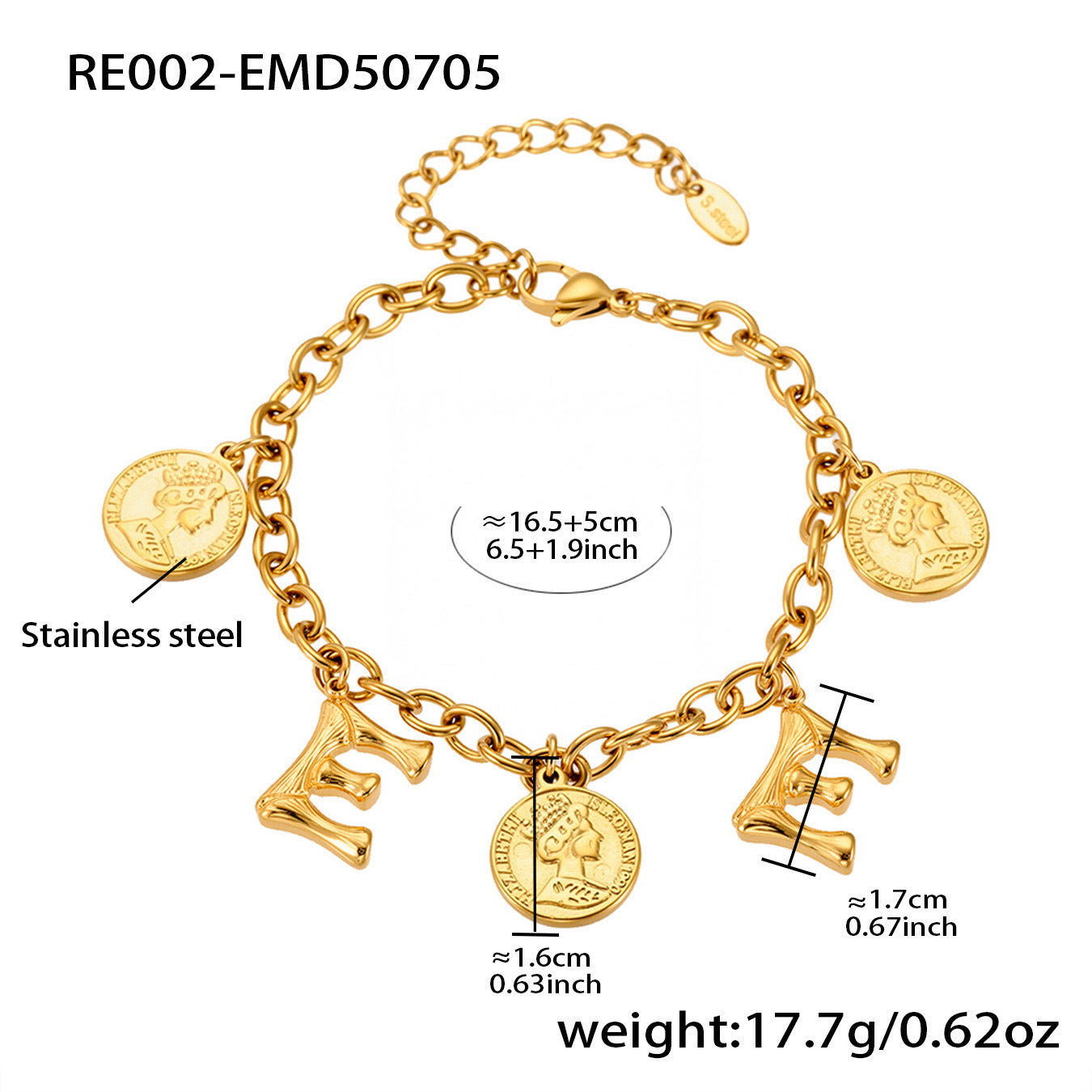 Planderful 26 Letters Queen Elizabeth Luxury Bracelet Women