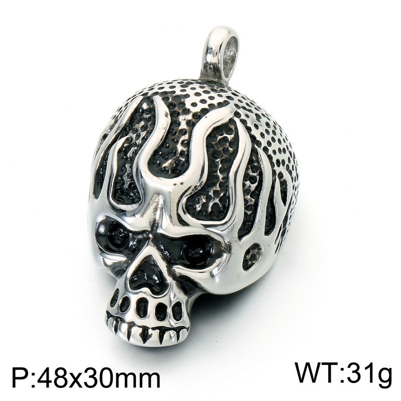 Viking Horn Helmet Pendant Zircon Blue Eyed Skull Pirate Skull Pendant Stainless Steel Necklace