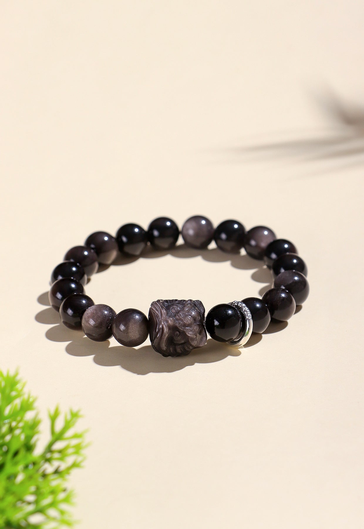 Planderful Fortune's Favor Bracelet – Elegant Crystal and Silver Obsidian Design