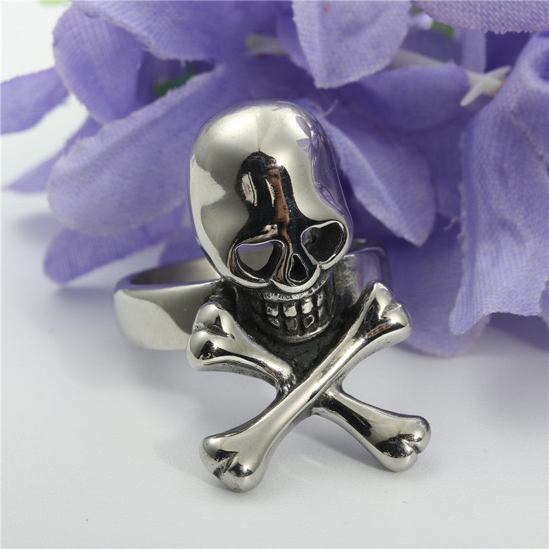 Retro Punk Titanium Steel Skull Hollow Ring for Men - Trendy Stainless Steel Jewelry
