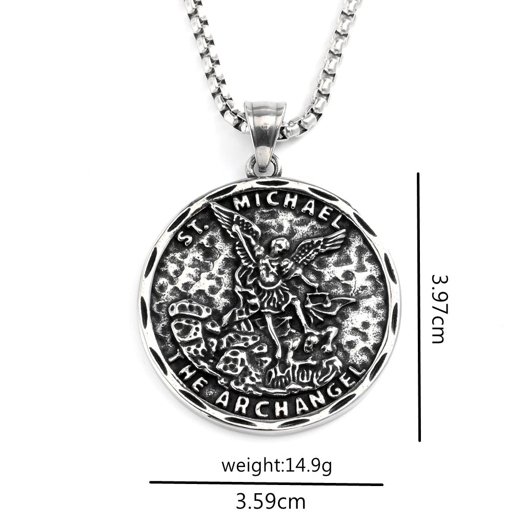 Vintage Angel Stainless Steel Men's Pendant Necklace