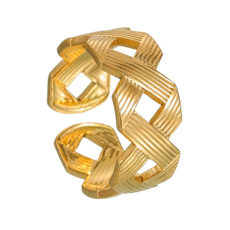 Planderful Stainless Steel Cross Ring With Adjustable Open Design Geometric Line For Women And Men Protection Statement