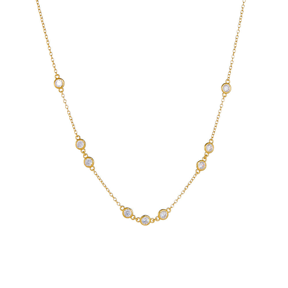 925 Sterling Silver Classic Stacked Zircon Necklace Sense Versatile Necklace