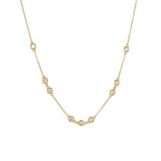 925 Sterling Silver Classic Stacked Zircon Necklace Sense Versatile Necklace