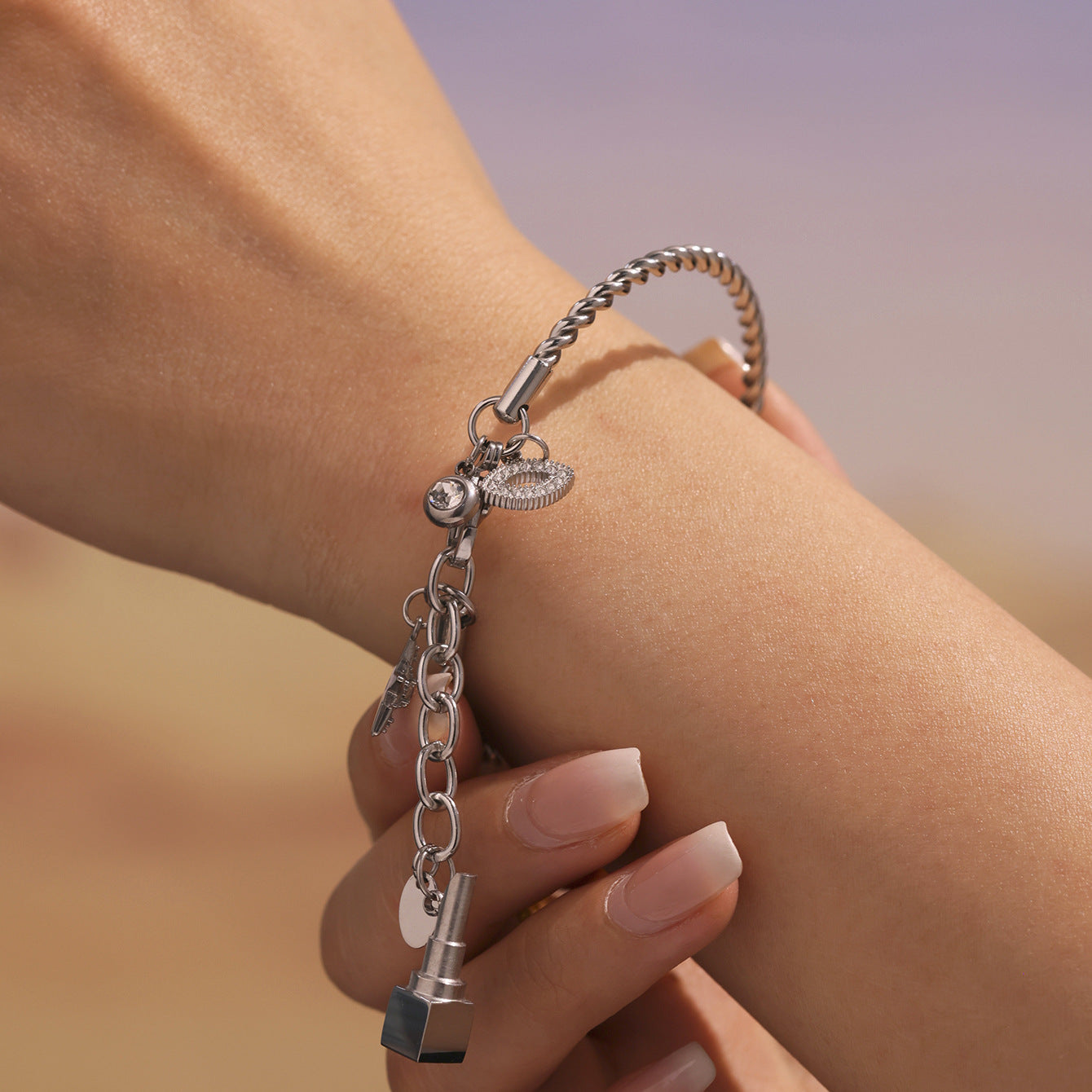 Planderful Zircon Woven Twist Bracelet For Streetwear