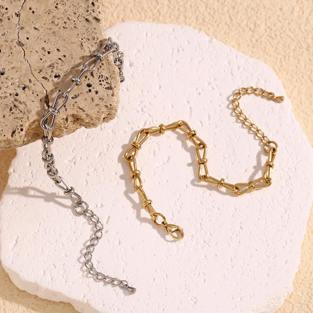 Planderful Jewelry Stainless Steel Bow Bracelet Gold Plated Handcrafted Chain Everyday Genie