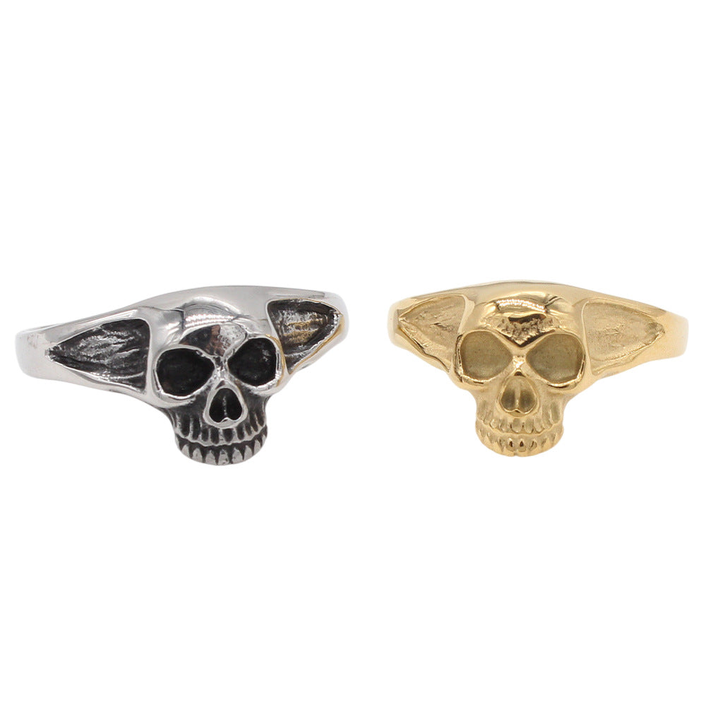 Planderful Jewelry Personalized Skull Ring For Men In Titanium Steel Retro European American Style