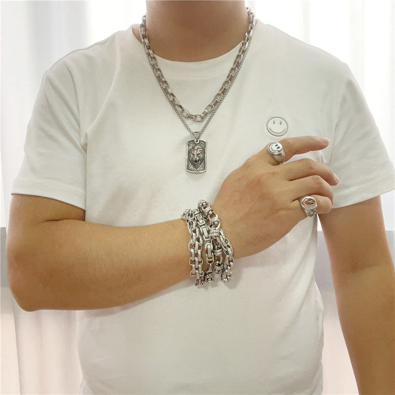 Trendy Titanium Steel Lion Pendant Necklace for Men and Women - Retro Animal Design