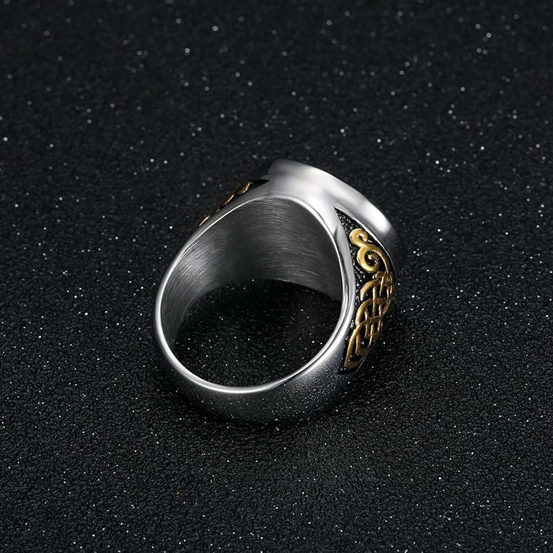 Planderful Mens St George Dragon Knight Ring Gold Plated Titanium Stainless Steel Sizes 7 13 Durable