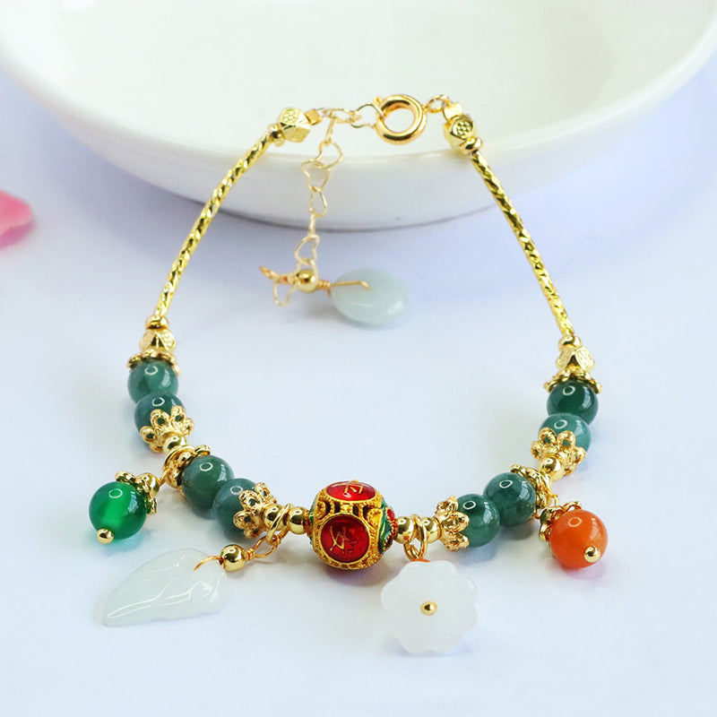 Blue Water Jadeite Enamel Bracelet