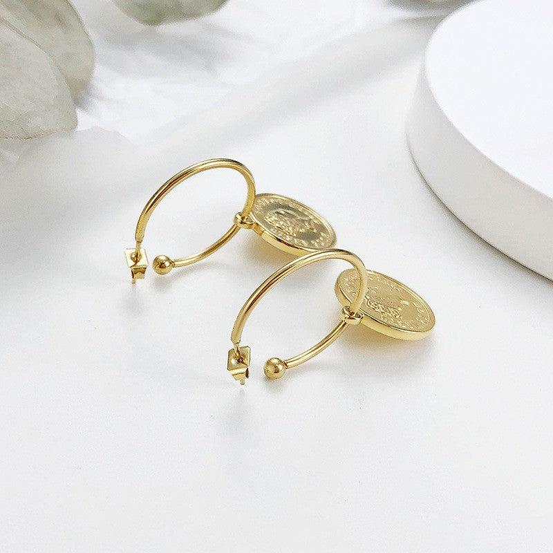 European And American Jewelry Stainless Steel Elizabeth Earrings