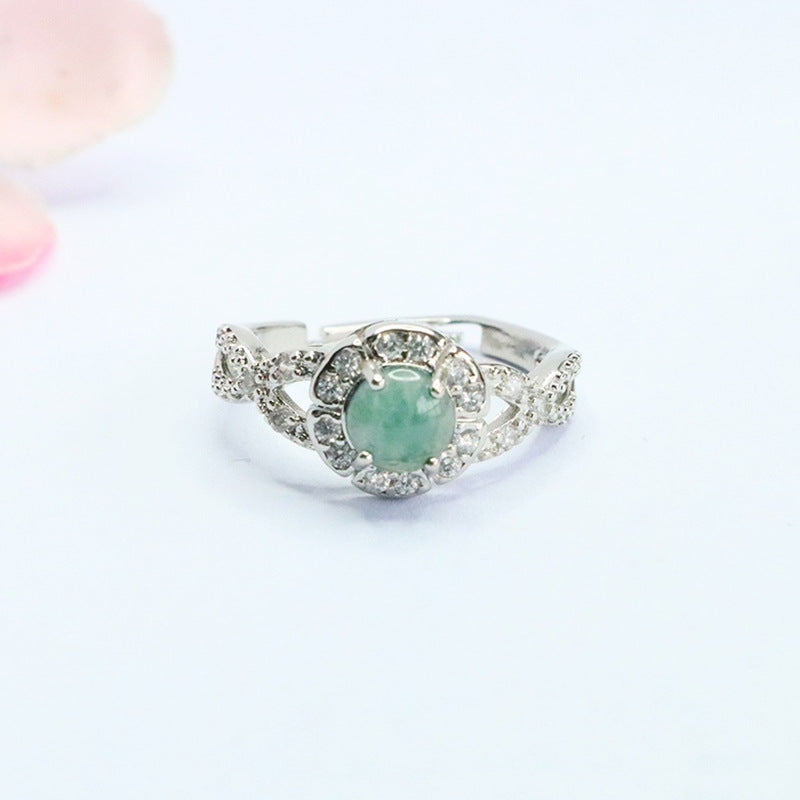 Blue-Water Jadeite Twin Motif Ring