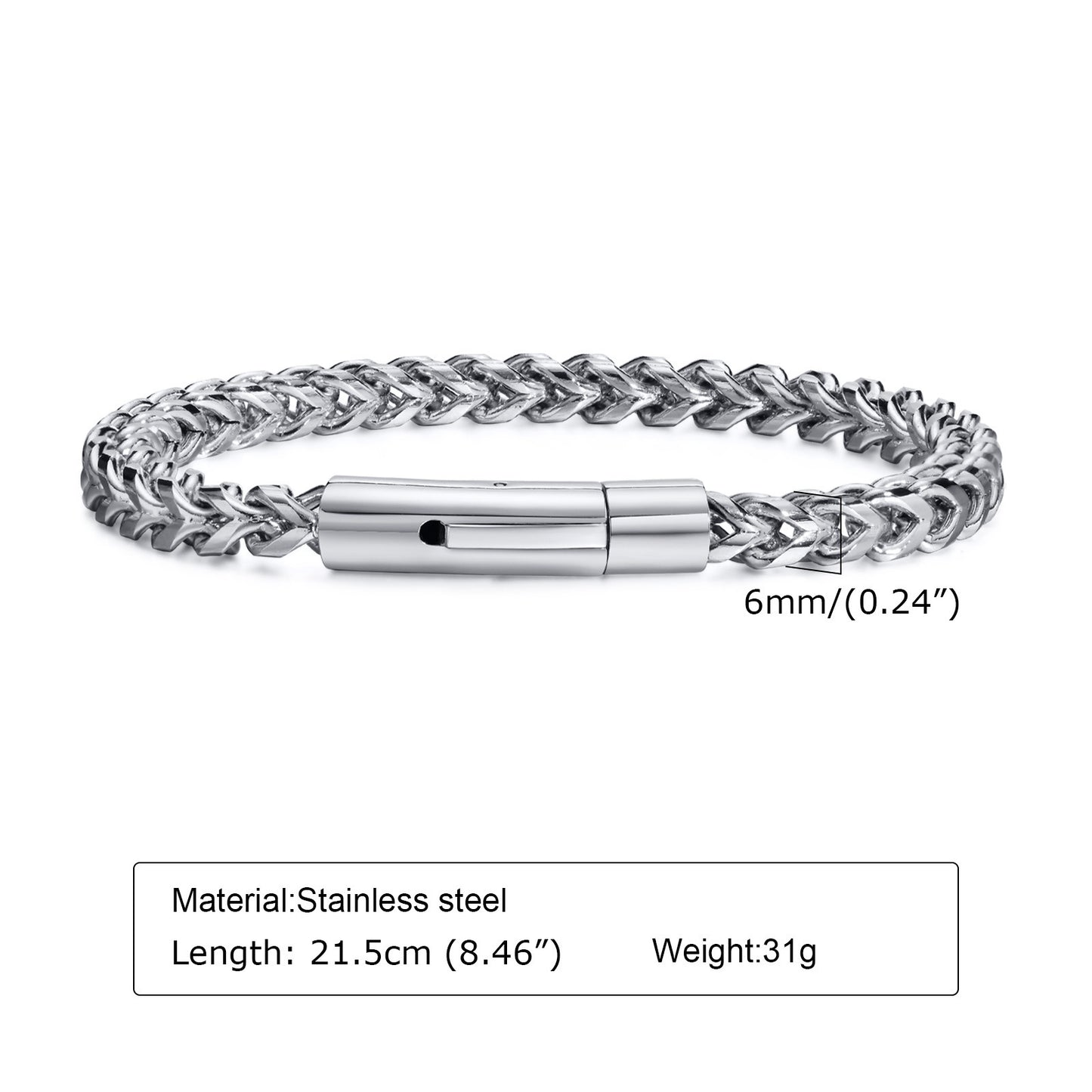 Stainless Steel Bracelet Retro Gray Keel Chain for Men