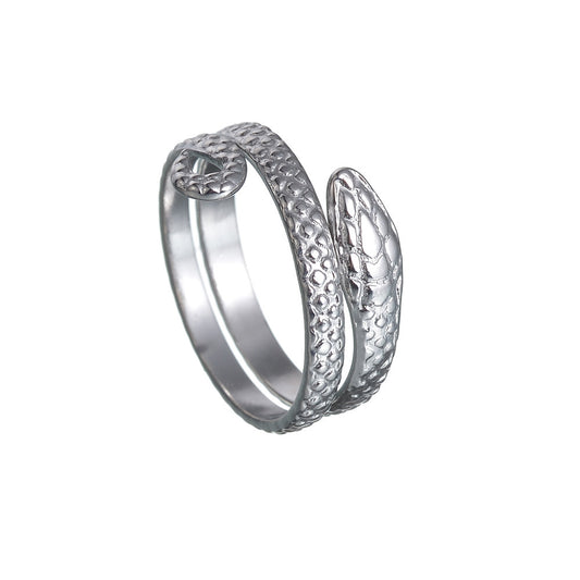 European and American Hisense Snake Shaped Titanium Steel Women's Ring - Adjustable Open Ring Accessory