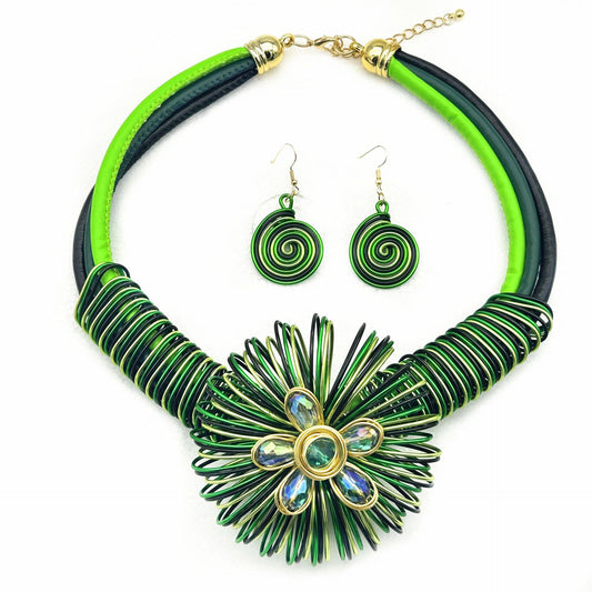 Aluminum Flower Handmade Necklace Set - Savanna Rhythms Collection