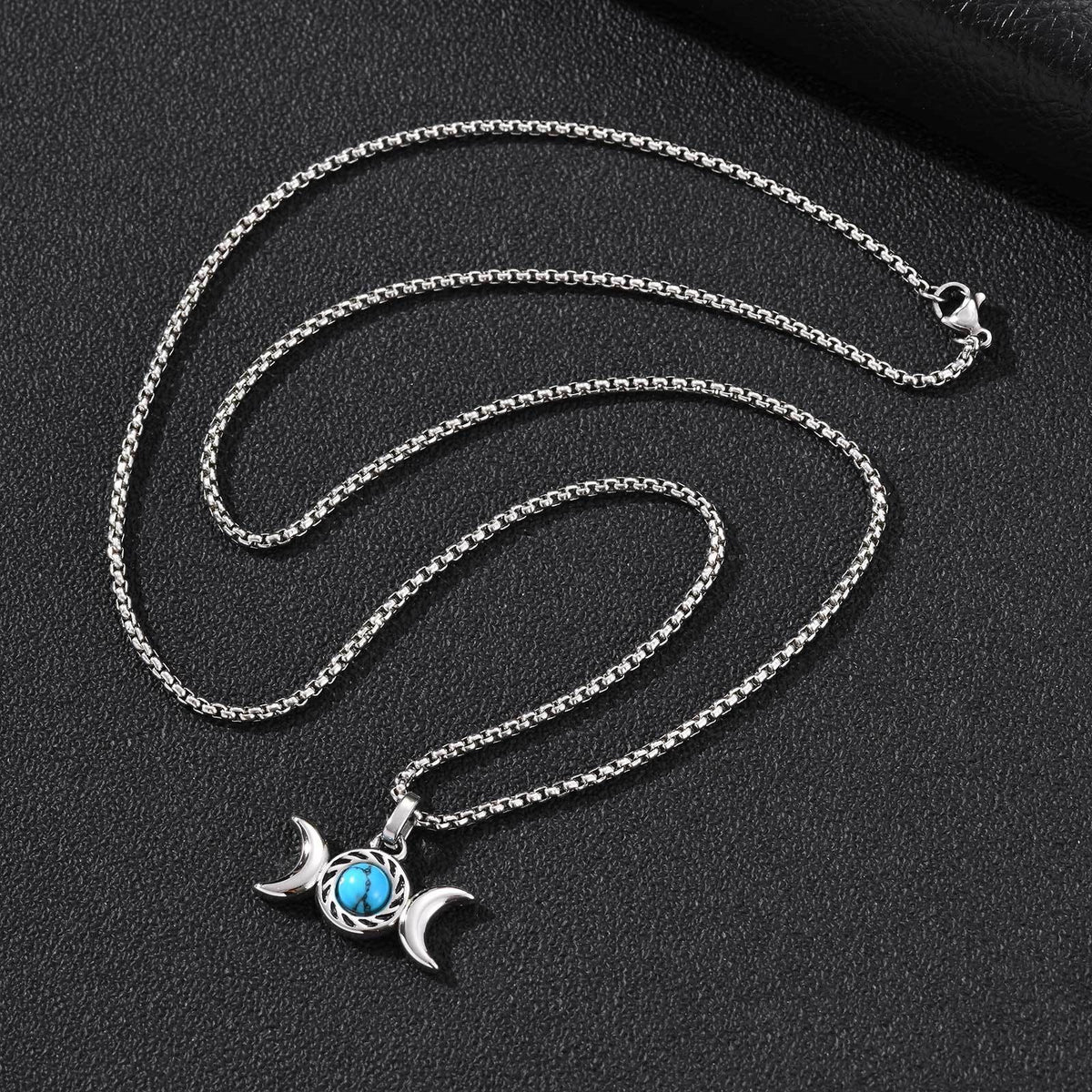 Double Moon Mysterious Wind Stainless Steel Necklace for Men