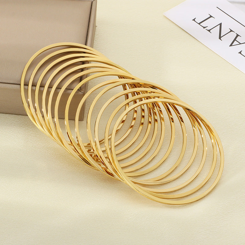 18k Vacuum Gold-Plated Straight-Facing 2mm Wide Square Line Bracelet – Stainless Steel