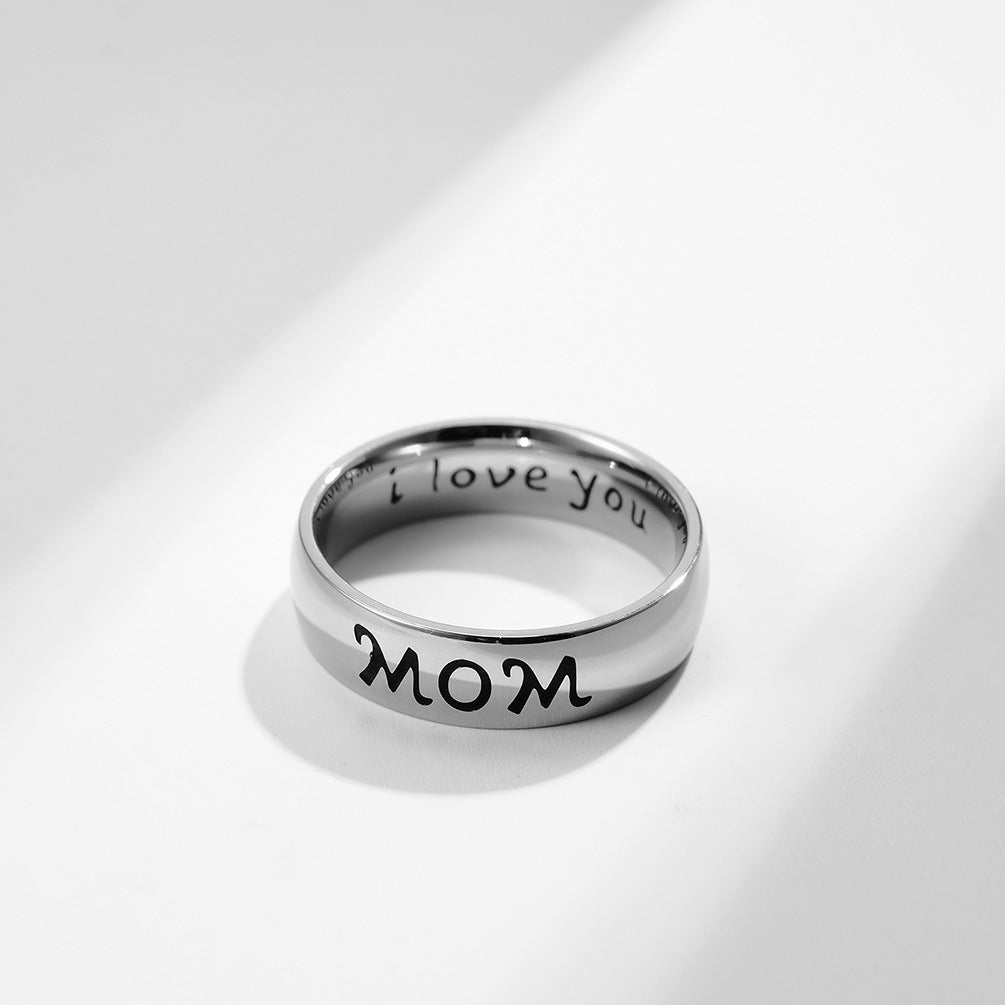 Amazon Supply 6mm Laser MOM I Love You Stainless Steel Ring